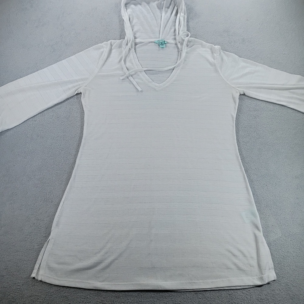 Balance Collection Women Swim Cover-Up White Medium Hooded Tunic